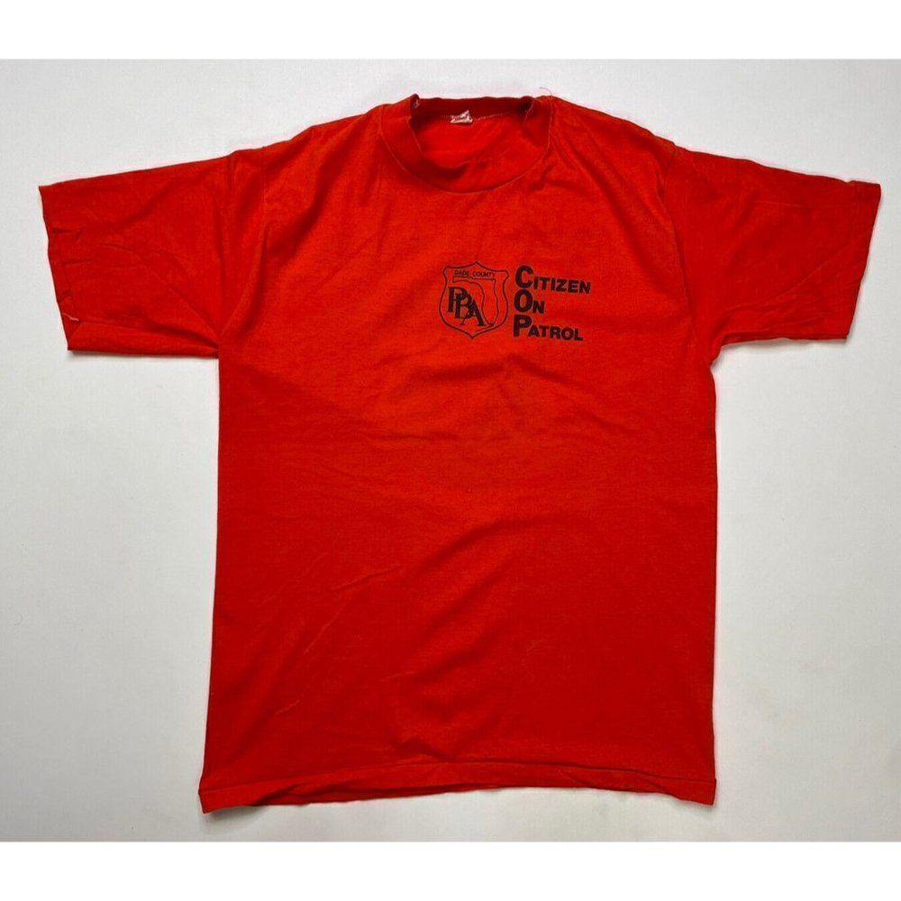 VINTAGE Date County PBA Florida T-shirt Men Large Orange 80s Single Stitch